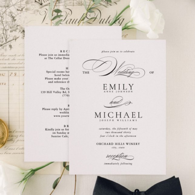 Invitation Script élégant moderne classique Mariage RSVP (Créateur téléchargé)