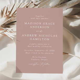 Invitation Script élégant moderne Dusty Rose Mariage