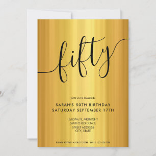 Invitation Script élégant moderne Or 50e anniversaire