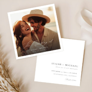 Invitation Script élégant moderne Photo Budget Carré Mariage