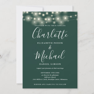 Invitation Script Emerald Green QR Code Mariage