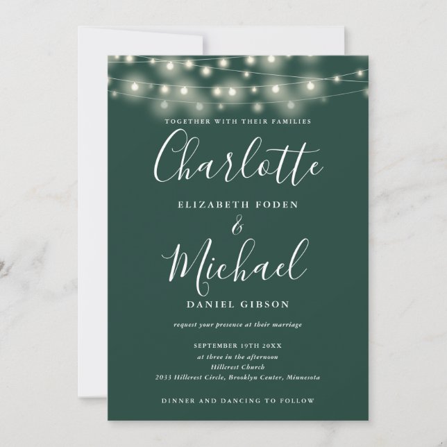 Invitation Script Emerald Green QR Code Mariage (Devant)