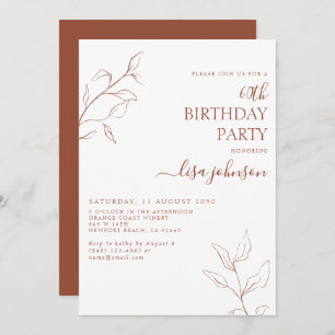 Invitation Script en terre cuite moderne Botanique 60e annive