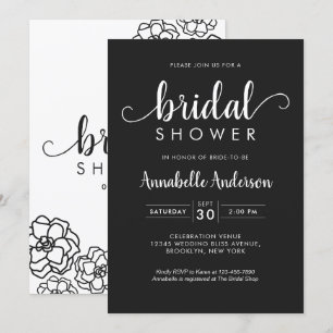 Invitation Script Fête de l'mariée moderne Floral Classic Bla