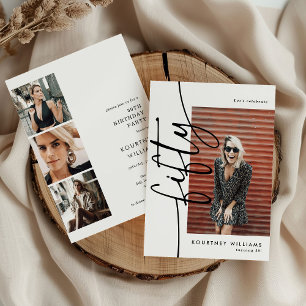 Invitation Script Fifty 4 Collage de photos 50e anniversaire