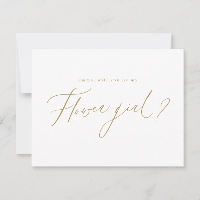 Invitation Script fille d'honneur minimal or (Devant)