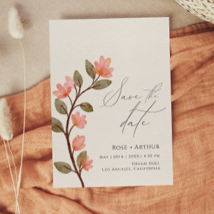Invitation Script fleur sauvage Enregistrer La Date