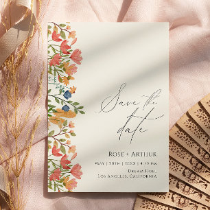 Invitation Script fleur sauvage Enregistrer La Date