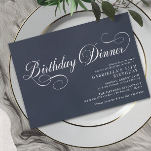 Invitation Script formel Jour d'anniversaire bleu marine mo