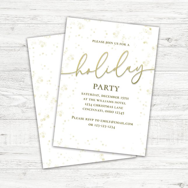 Invitation Script Gold Calligraphie de fête de vacances perso (Gold calligraphy script holiday party invitations.)
