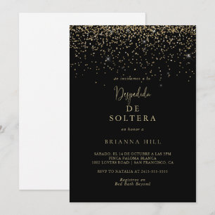 Invitation Script Gold Confetti Fête des mariées espagnole