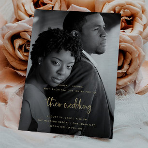 Invitation Script Gold Modern avec photo   MARIAGE