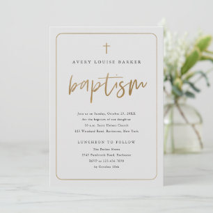 Invitation Script Gold moderne Baptême religieux