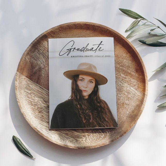 Invitation Script Graduation 2-side Photo Portrait Party (Créateur téléchargé)