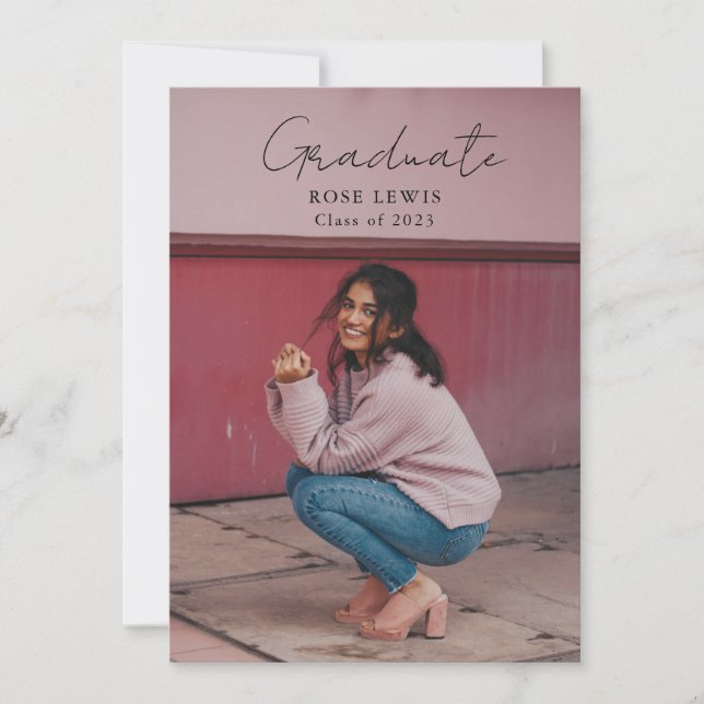 Invitation Script Graduation 2-side Photo Portrait Party (Devant)