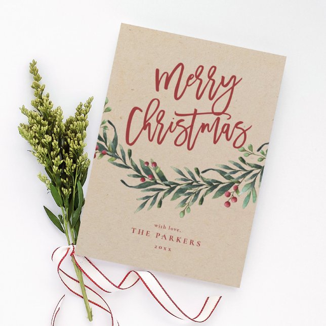 Invitation Script joyeux Noël branche non photo vacances en (Créateur téléchargé)