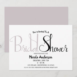 Invitation Script Lilac noir et mauve Fête de l'mariée modern