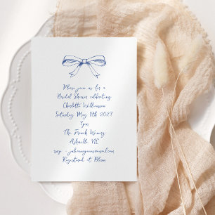 Invitation Script manuscrit Coquette Bow Fête des mariées ble