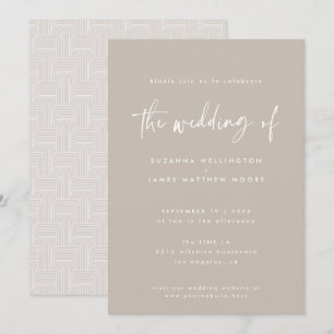 Invitation Script manuscrit géométrique blanc de gabarit mini