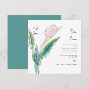Invitation Script manuscrit simple Turquoise & Douche Tulipe 