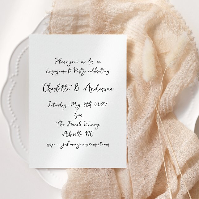 Invitation Script manuscrit Whimsy Quirky Engagement Party (Créateur téléchargé)