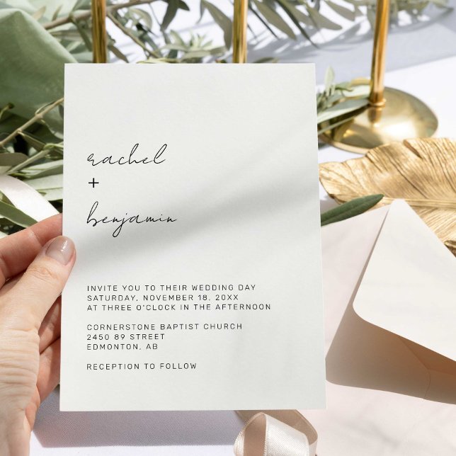 Invitation Script Mariage minimaliste Typographie simple mode (Créateur téléchargé)