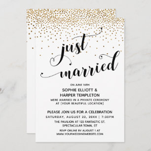 Invitation Script Marié, Confetti Or, Réception Seulement
