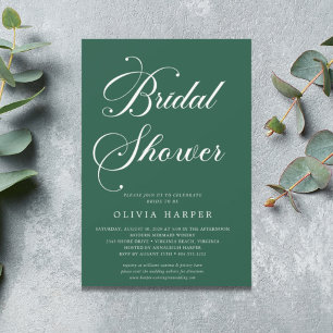 Invitation Script minimal classique vert émeraude