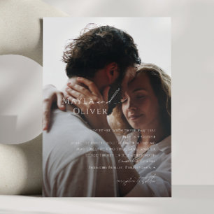 Invitation Script minimal élégant   Black Faded Photo Mariage