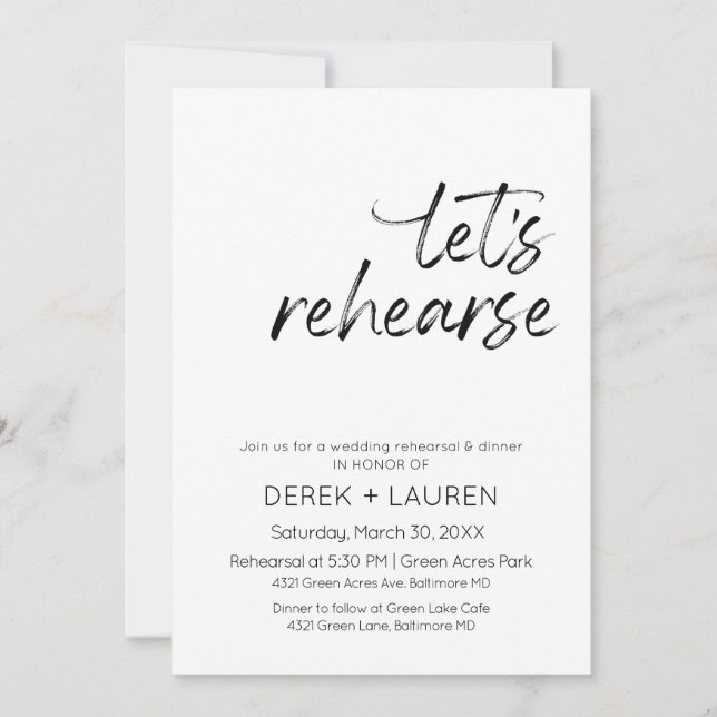 Invitation Script minimal Répétons la répétition du Mariage (Devant)