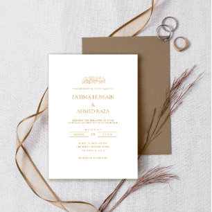 Invitation Script minimal simple or Mariage musulman blanc