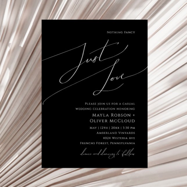 Invitation Script minimal Whimsical | Black Just Love Mariage (Créateur téléchargé)
