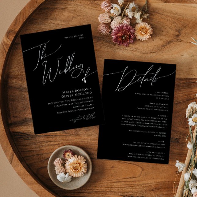 Invitation Script Minimal Whimsical Tout En Un Mariage De (Créateur téléchargé)