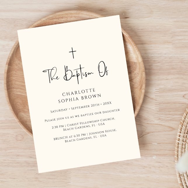 Invitation Script minimaliste Crème Catholique Garçon Fille B (Créateur téléchargé)