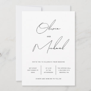 Invitation Script minimaliste de typographie propre mariage +