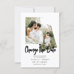 Invitation script minimaliste deux Photo Modifier la date