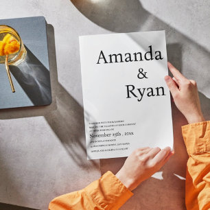 Invitation Script minimaliste élégant Mariage noir et blanc