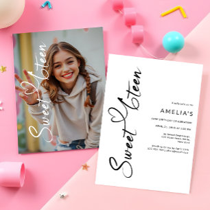 Invitation Script minimaliste moderne Coeur doux 6 ado photo