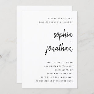 Invitation Script minimaliste moderne Douche Couples