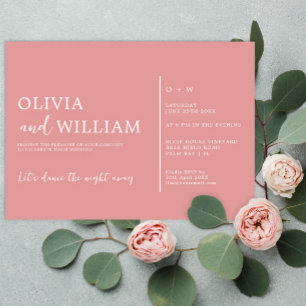 Invitation Script minimaliste moderne Dusty Rose Mariage