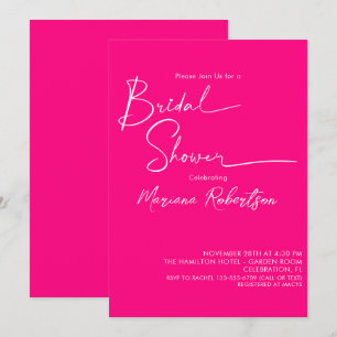 Invitation Script minimaliste moderne Fête des mariées rose v