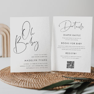 Invitation Script minimaliste moderne tout en un Baby shower