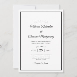 Invitation Script minimaliste simple et élégant Mariage offic