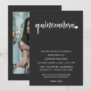 Invitation Script minimaliste simple QUINCEANERA Photo