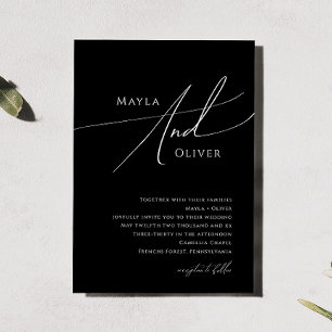 Invitation Script minimaliste Whimsical Mariage noir