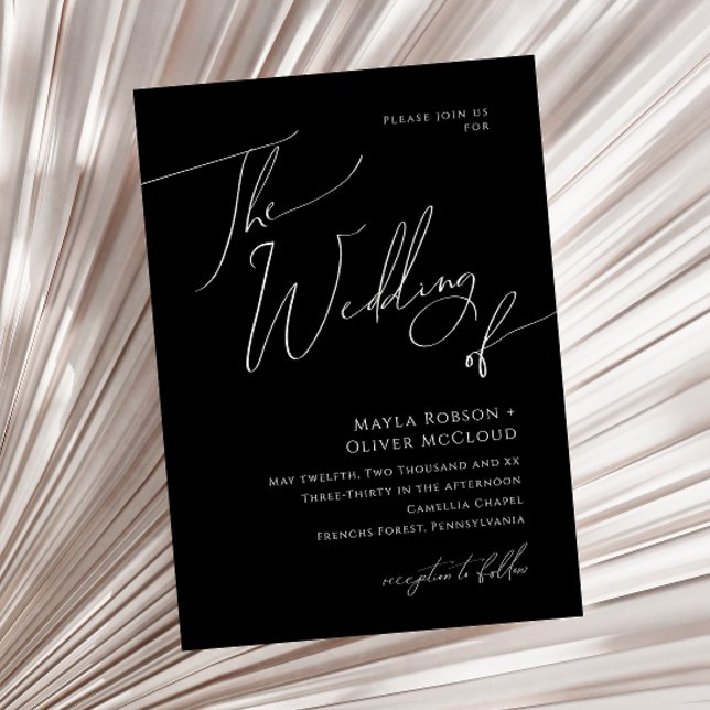 Invitation Script minimaliste Whimsical | Noir Le Mariage De (Créateur téléchargé)
