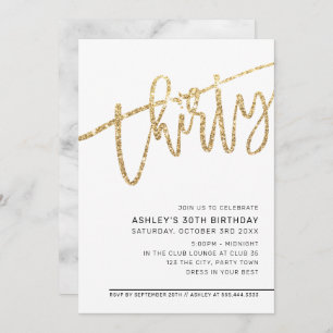 Invitation SCRIPT MODERNE 30e anniversaire parties scintillan