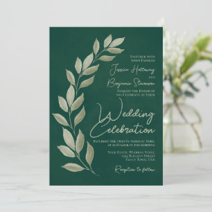 Invitation Script moderne Aquarelle Emerald Mariage