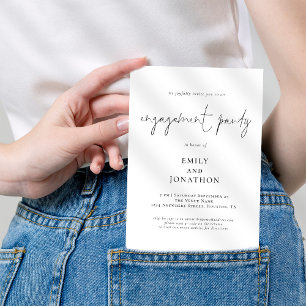 Invitation Script moderne Black White Engagement Party
