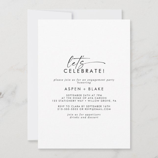 Invitation Script moderne Célébrons l'invitation (Devant)